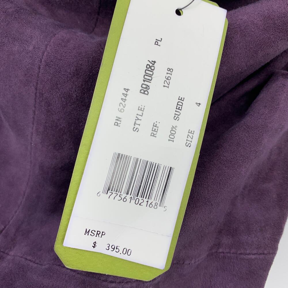 Nicole Miller Artelier Ruched Straight Skirt Womens Size 4 Purple Suede Leather - Picture 7 of 7